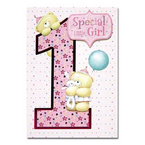 1st Birthday Girl Forever Friends Card